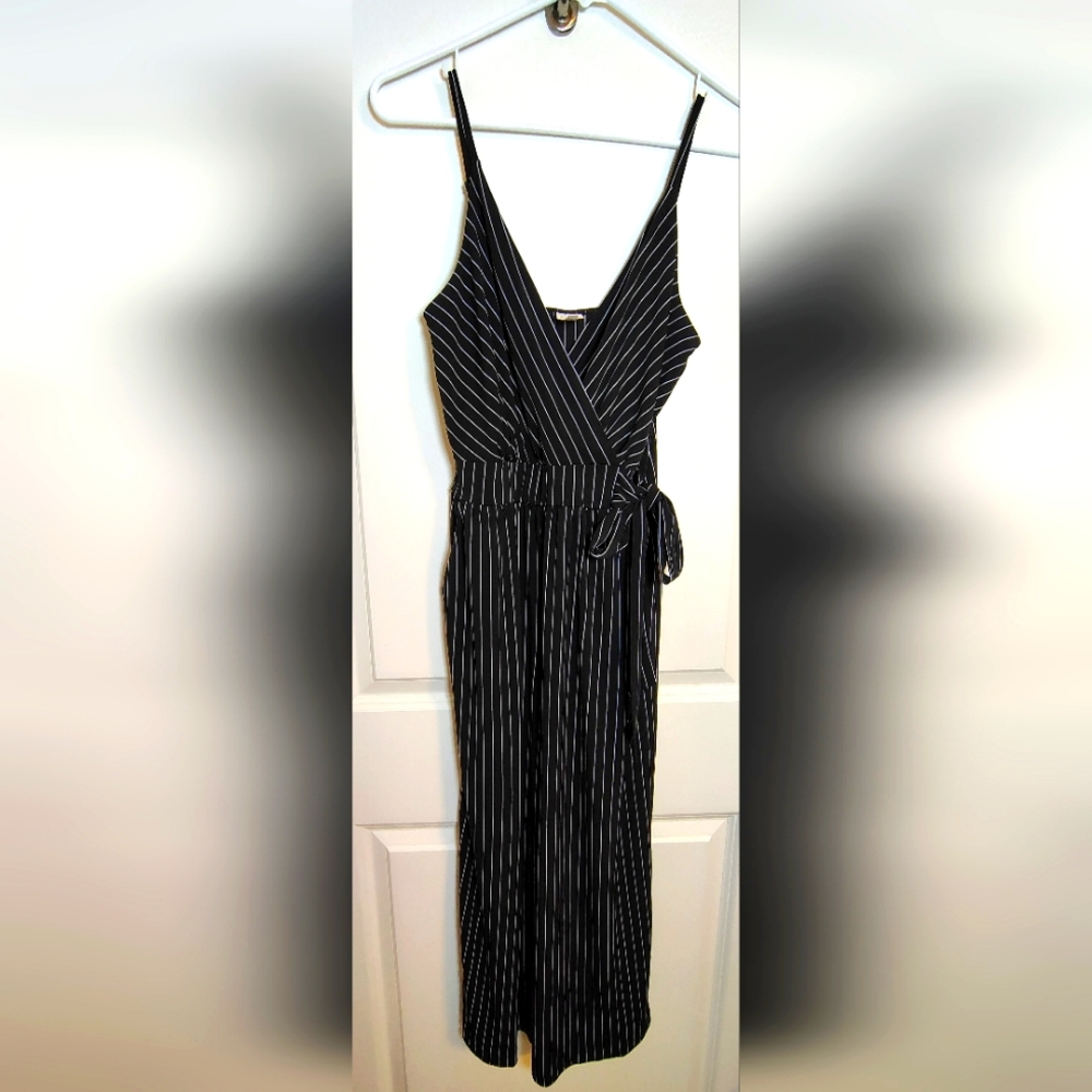 Kaileigh Black and White Striped Jumpsuit